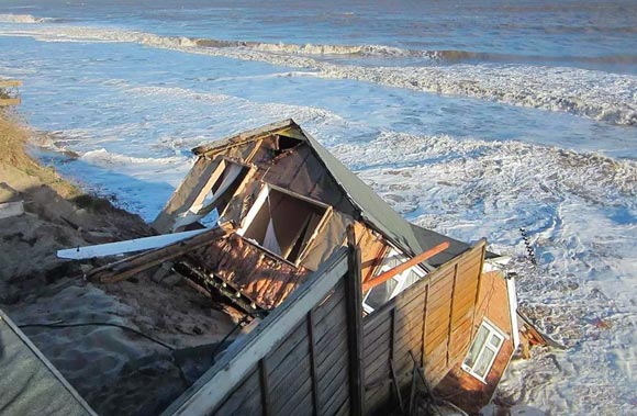 Hemsby Houses fall off cliff after storms