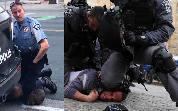 Neck on Knee comparison - Police violent tactics compared to Israeli military