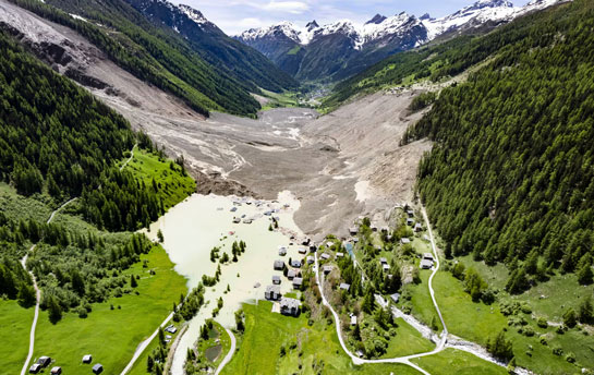 Blatten covered by Mountain Landslide