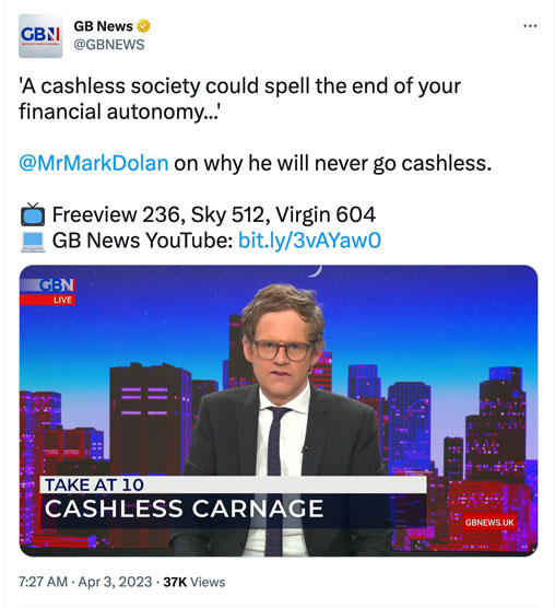 Cashless Society Tweet