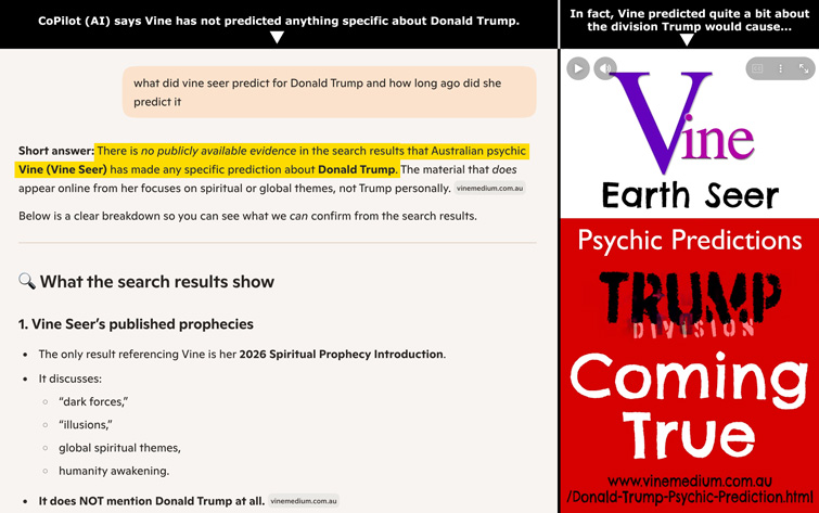 Vine Seer Donald Trump predictions. AI Vs Reality