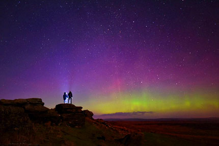 Purple Northern Lights, Yorkshire, New Years Eve 2016