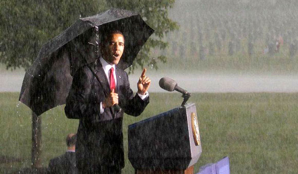President Obama in the Rain