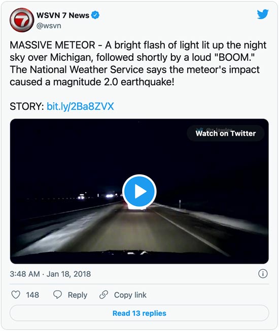 Russian Meteor Tweet
