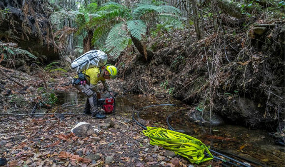 Woolemi Pines protected bushfire Irrigation set-up