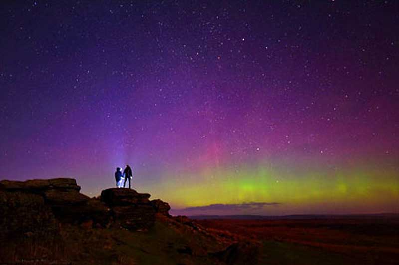 Purple Northern Lights, Yorkshire, New Years Eve 2016